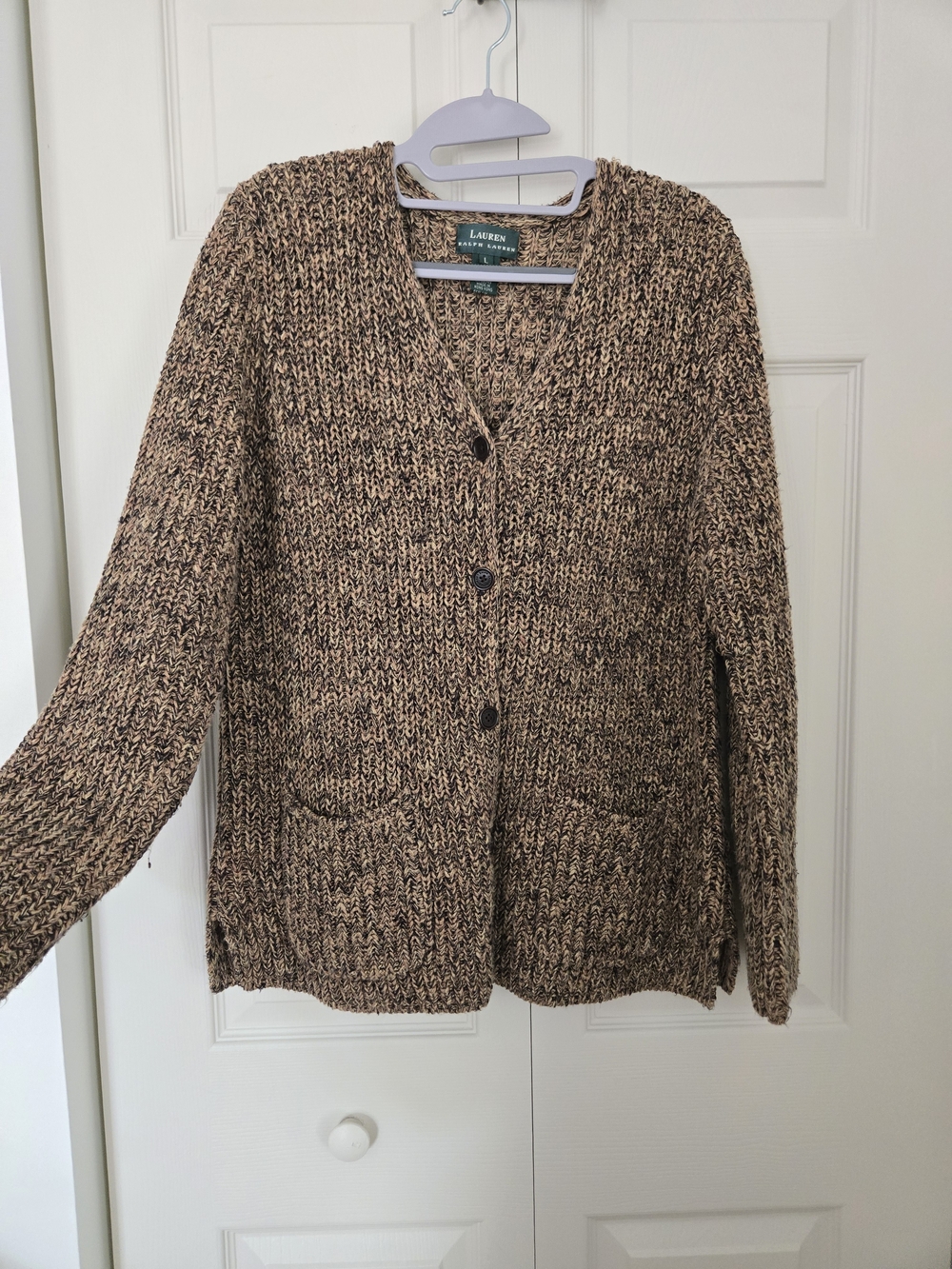 Ralph Lauren Brown Buttonup Knit V-Neck Cardigan
